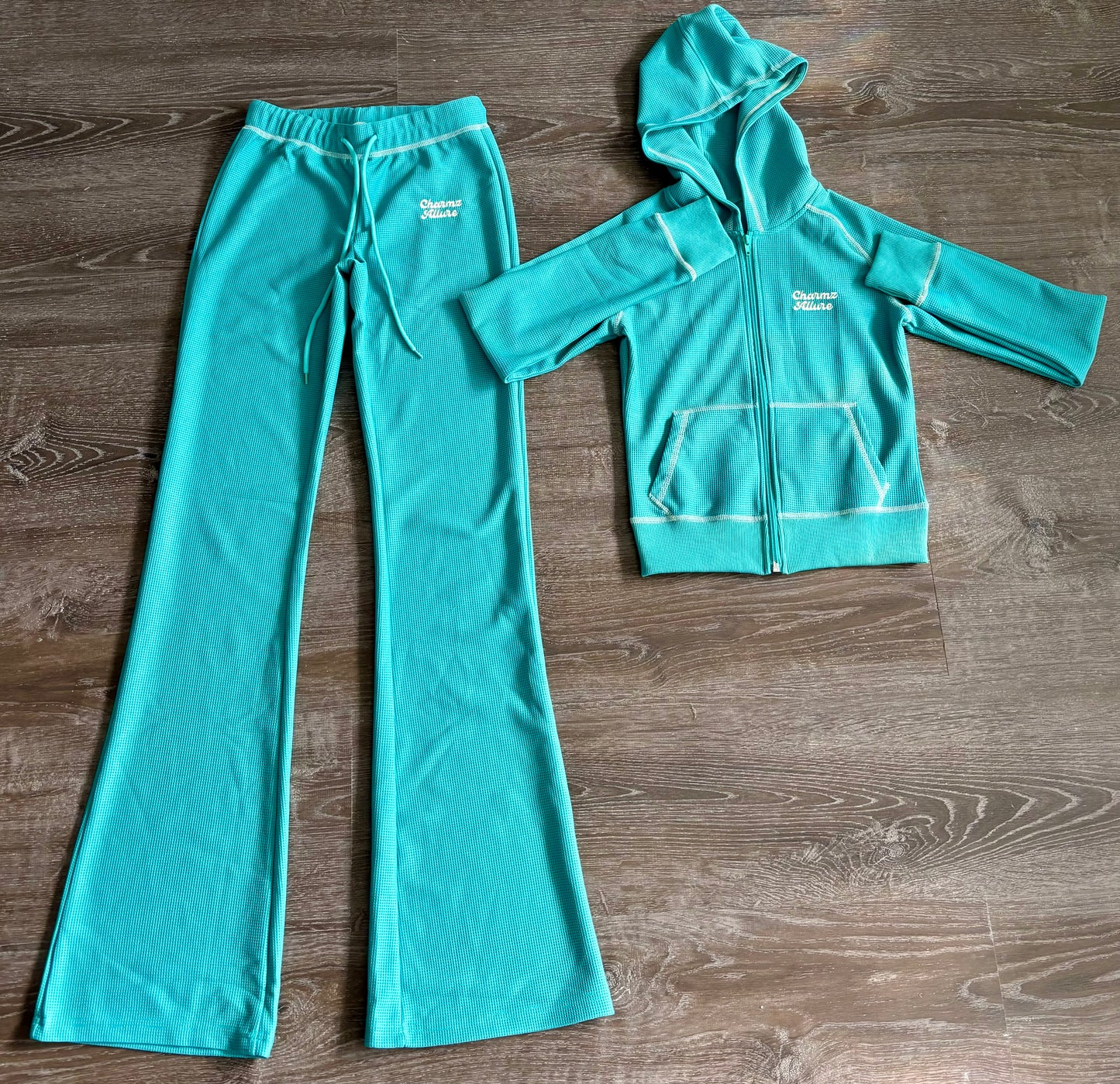 Turquoise Waffle Knit Set